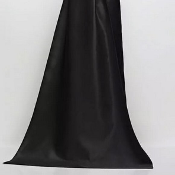 Alfred Sung Black Strapless Satin Twill Column Gown D876 - Picture 6 of 6